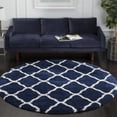 thumbnail image 2 of SAFAVIEH Hudson Aline Plush Geometric Shag Area Rug, Navy/Ivory, 9' x 9' Round, 2 of 5