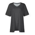 thumbnail image 7 of Olyvenn Plus Size Tops for Women Dressy Short Sleeve V Neck Shirts for Women Summer Tops for Women 2025 Solid Long Shirts Gray 16, 7 of 7