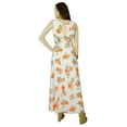 thumbnail image 2 of Bimba Women Long Floral White Dress Georgette Flaired Maxi Summer Wear, 2 of 6