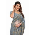 thumbnail image 5 of Designer Light Grey Resham Zari Embroidery Net Saree, 5 of 5