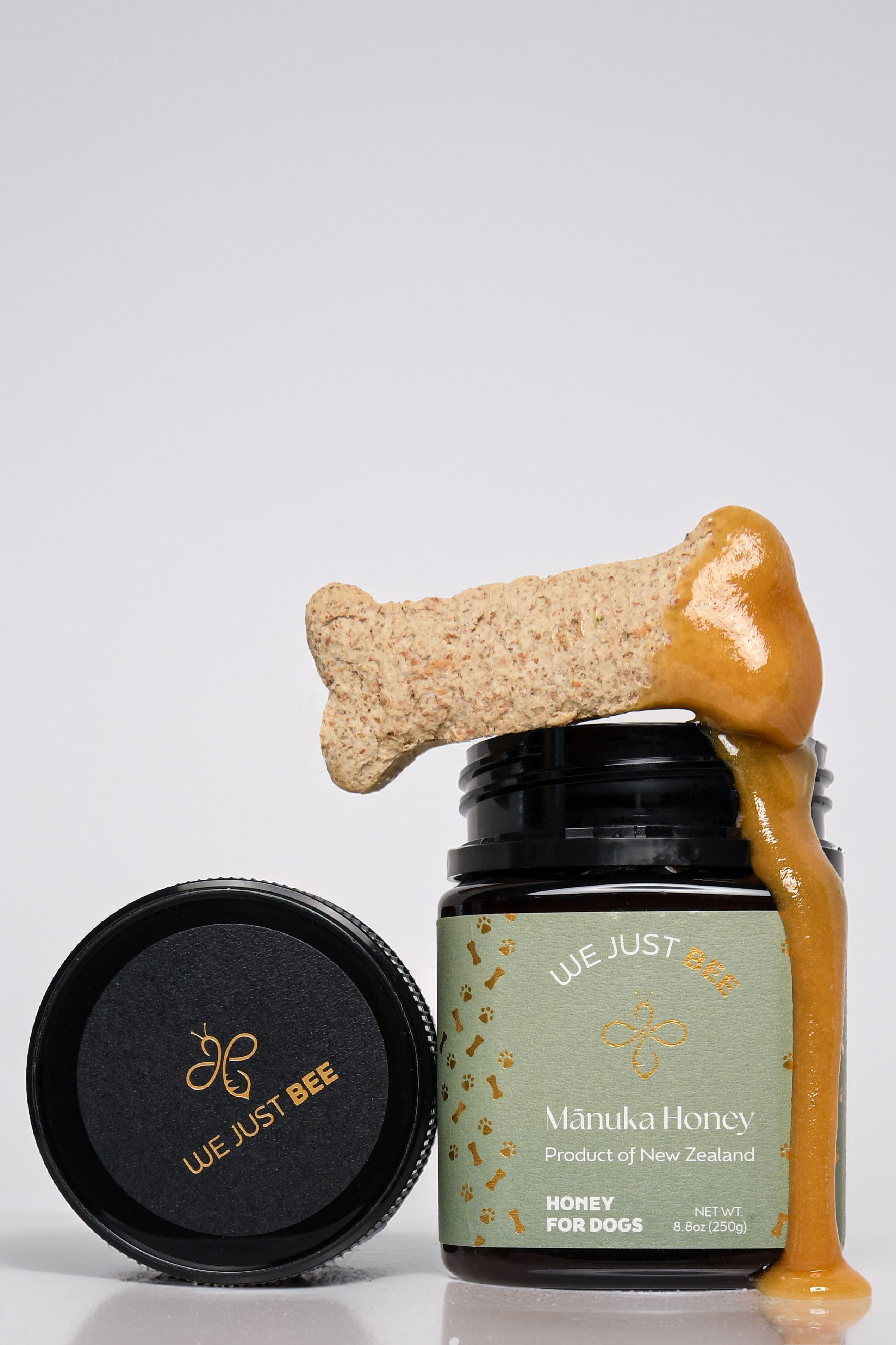 We Just Bee Honey for Dogs - Manuka Honey for Canine Wellness, Natural Immunity and Skin Support, Premium New Zealand Honey, Delicious and Healthy Treat for Dogs – 250g/8.8oz