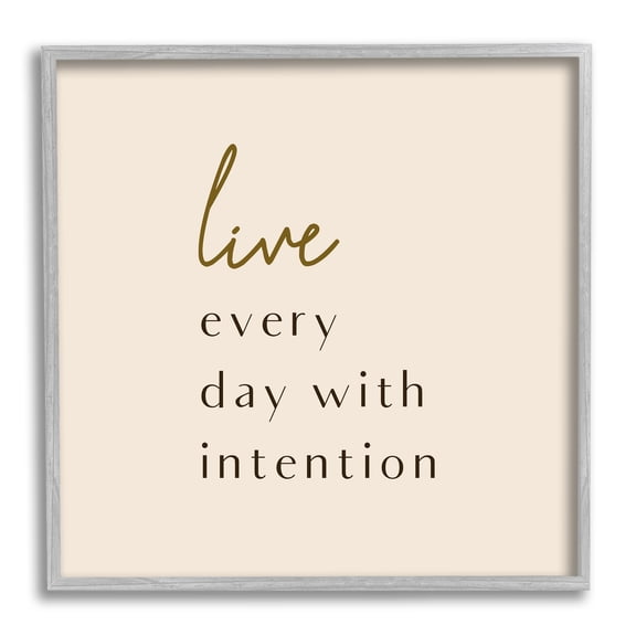 Stupell Indtries Live Every Day With Intention Phrase Modern Typography,24 x 24,Design by Birch&Ink