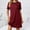 A02092-Wine, variant on CALAFEBILA Summer Dresses for Juniors Short Sleeve Solid Color Mini Sleep Dress Pocket Short Dresses for Teens