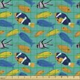 thumbnail image 2 of Ambesonne Nautical Fabric by the Yard Upholstery, Colorful Fish Marine Art, 10 Yards, Dark Seafoam Marigold, 2 of 5