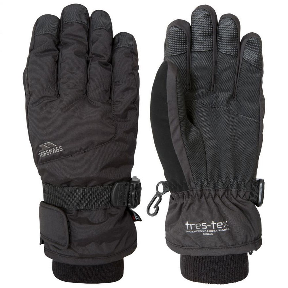 Trespass Ergon II Adults Waterproof Ski Gloves in Grey & Black with Nose Wipe 