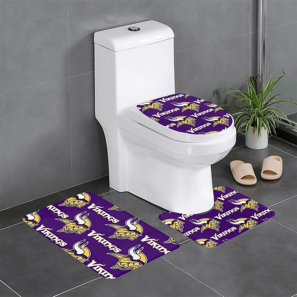 Juego de 3 alfombras de baño del equipo Vikings, alfombra antideslizante para baño, 31,5 x 20 pulgadas