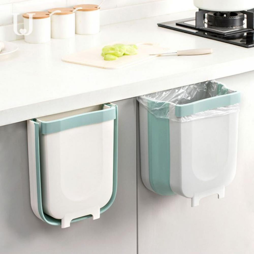 Garbage Bin Holder for Bathroom Bedroom Home Car Camping,White Collapsible Trash Can NEEMAY Small Hanging Folding Trash Can for Kitchen Cabinet Door Mount Garbage Can Collapsible Foldable Waste Bin