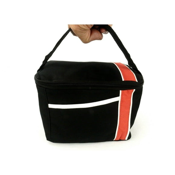 Sweda Foldable Insulated Lunch Bag, Cooler Lunch Box for Hot and Frozen Food - Black Red.