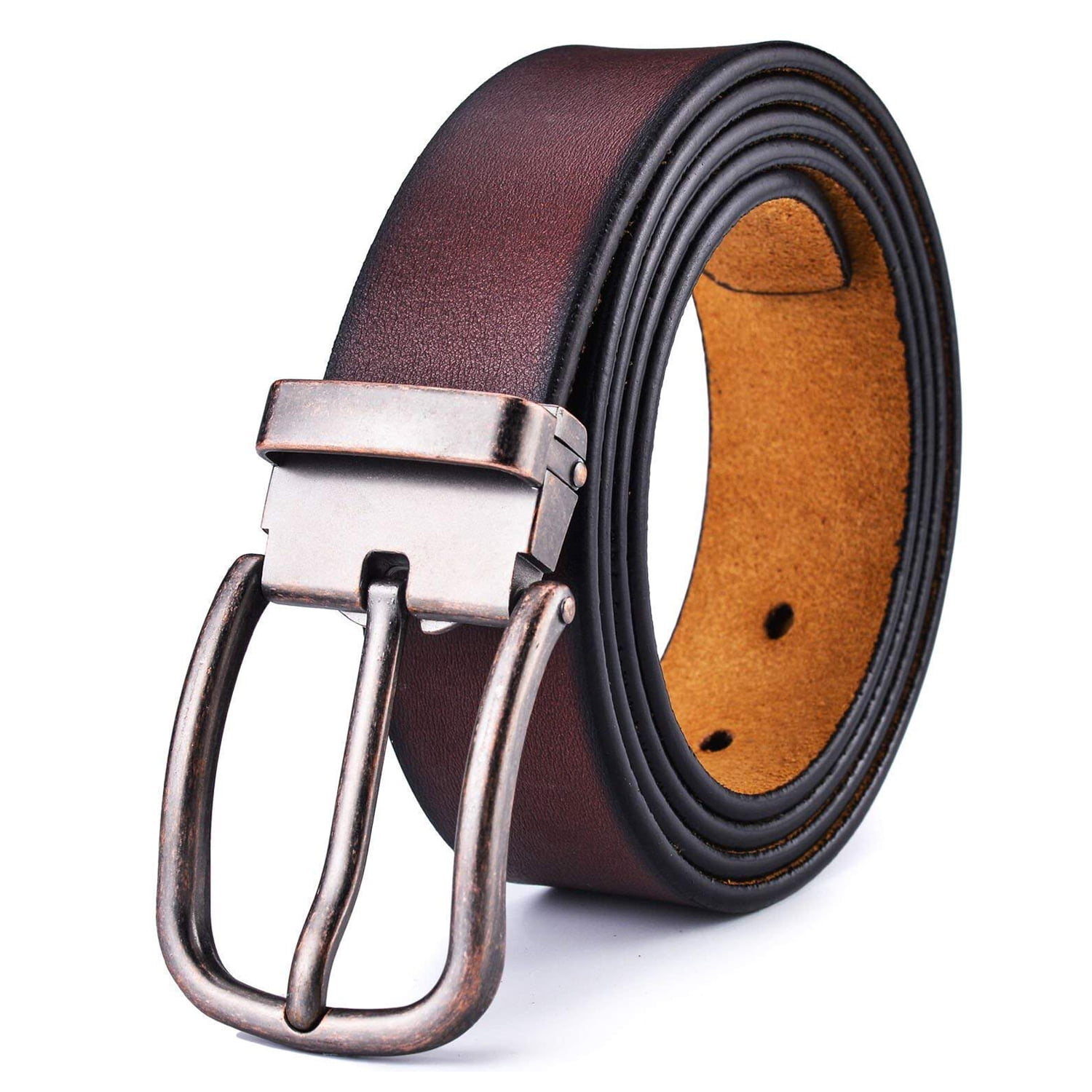 Xhtang - Men's Genuine Leather Dress Belt Classic Design Brown ...
