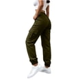 thumbnail image 6 of Ghalytn Women's Elastic Waist Cargo Jogger Pants - Multi-Pocket Tapered Ankle Cuff Casual Outdoor Bottoms, 6 of 7