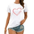 thumbnail image 1 of QAFOPEH Women Crew Neck Heart Flamingo Printed Short Sleeve T-Shirt, 1 of 5