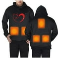 thumbnail image 6 of Couple's Keep Warm Hoodies Winter 5 Heating Usb Heating Hooded Loose Unisex Casual Zipper Heart Sweatshirts for Mens and Womens A-Black L, 6 of 8
