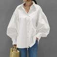 thumbnail image 2 of Summer Tops, Women'S Tops, Stylish Women Casual Blouse Loose Fit Button-Up Top with Lapel Design for Everyday Wear, 2 of 8