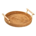 thumbnail image 3 of Handcrafted Serving Tray Photo Props Pantry Organizer Basket Display Multipurpose Round Serving Tray for Coffee Table Bathroom Dining Room 24cm, 3 of 8