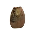 thumbnail image 1 of Ceramic Biconvex Crescent Ribbed Design Vase, Distressed Copper Finish, 1 of 1