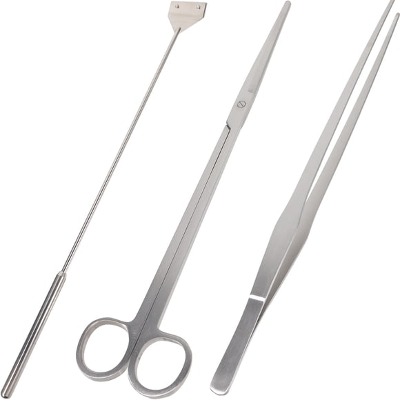 OULII 1Jgo Herramientas De Limpieza Para Acuario Con Tijeras Y Raspador De Metal Plata