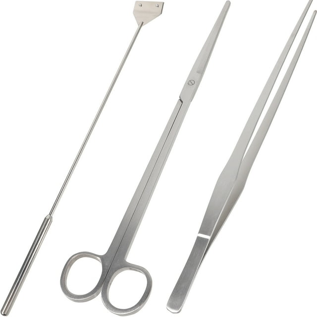 OULII 1Jgo Herramientas De Limpieza Para Acuario Con Tijeras Y Raspador De Metal Plata