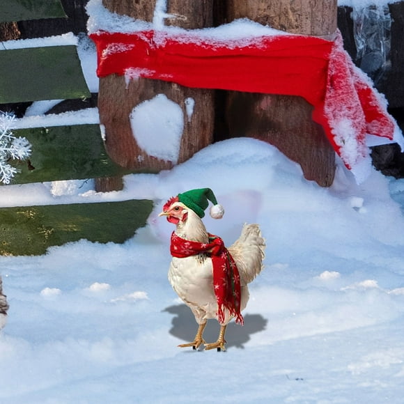 Boreal Craft Yard Signs Customized Yard Decoration Realistic Chicken Wearing Santa Hat Colorful Decorative Farm Animal For Outdoor Decoration