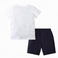 thumbnail image 5 of TOWED22 Baby Boy Summer Outfits 2pcs Short Sleeve Shirt Top Elastic Waist Pocket Shorts Truck Clothes(White,4-5 Y), 5 of 7