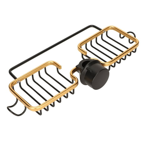

Faucet Storage Shelf Rustproof Grid 0.59in To 1.1in Drainer Shelf Basket With Towel Rod For Black Gold