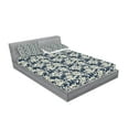 thumbnail image 2 of Ambesonne Floral Fitted Sheet & Pillow Sham Set, Vibrant Little Blooms, Queen, Night Blue Ivory, 2 of 2