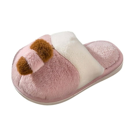 

Kids Fashion Shoes Fashion Cute Autumn And Winter Boys And Girls Slippers Flat Bottom Lightweight Soft And Comfortable Warm Color Matching Cartoon Animal Tail Shape