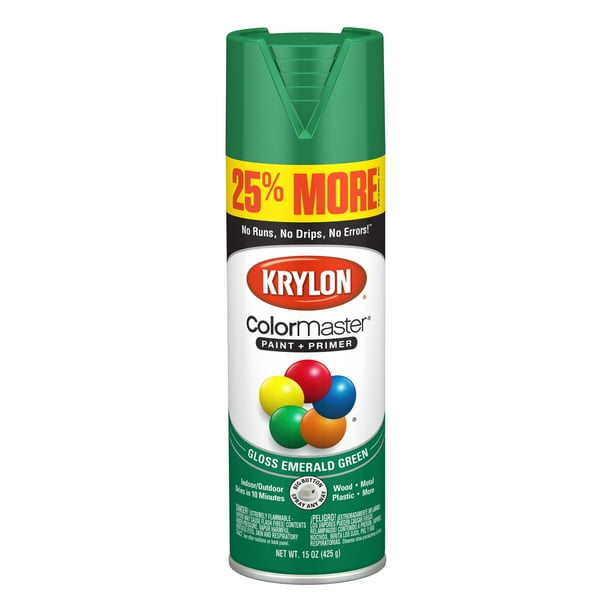 Krylon ColorMaster Paint + Primer Bonus, Gloss, Emerald Green, 15 oz