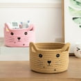 thumbnail image 3 of Storage Basket Hand Woven Multi-purpose Large Capacity Comfortable Handle Space-saving Decorative Cotton Rope Cat Ears Desktop Key Sundries Organizer Box Household Supplies, 3 of 8