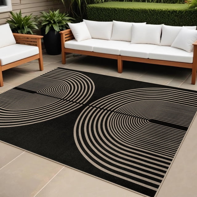 Alfombra Rugalia Easy Yute para interiores y exteriores, 160 x 200 cm, color negro