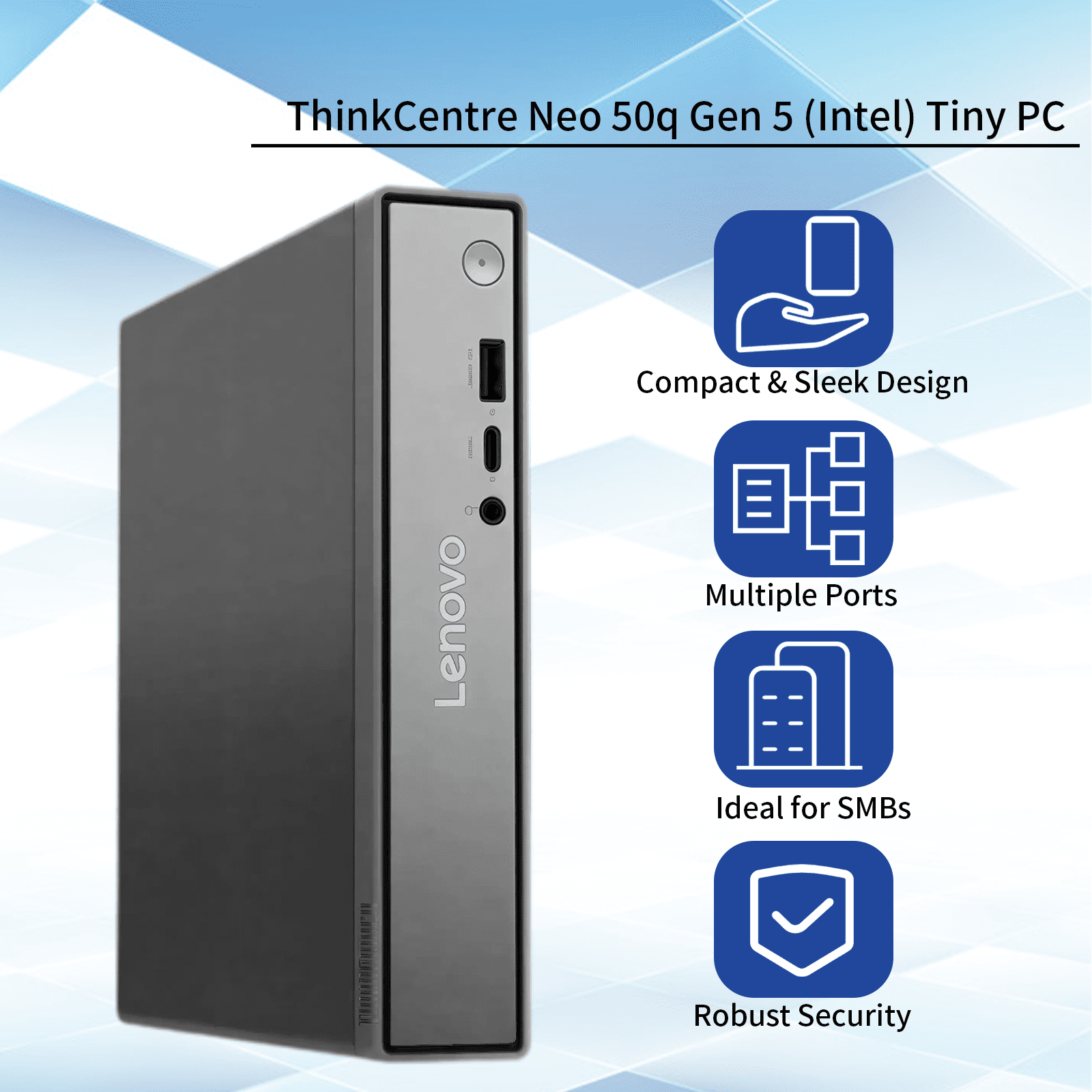 Lenovo ThinKCentre Neo Business Mini Desktop, Intel Core i3-1315U, 8GB DDR5, 512GB SSD, Windows 11 Pro