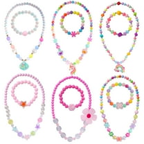 PinkSheep 12Pcs Jewelry Set, Unicorn Rainbow Pendant Necklace Beads Bracelet Jewelries for Dress up