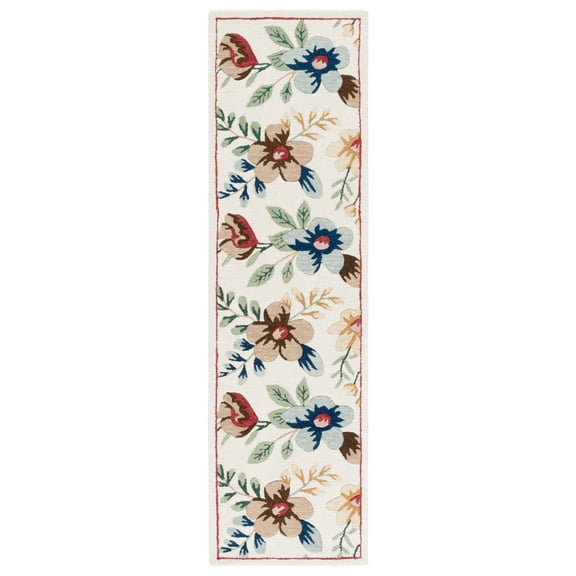 SAFAVIEH Blossom Derren Floral Runner Rug, Ivory/Blue, 2'6" x 8'