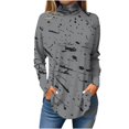 thumbnail image 1 of FAIWAD Plus Size Tops for Women Long Sleeve Round Neck Print Slim Stretch Pullover Tops, 1 of 4