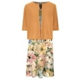 thumbnail image 4 of BLTIBY 2025 Womens 2 Piece Set Fashion Printed V Neck Long Dress with Jacket Cardigan Wedding Guest Floral Print Midi Dresses with Pockets Orange XL, 4 of 9