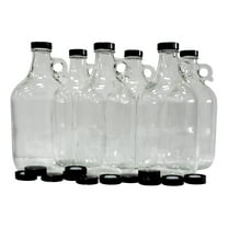 Set of 6 - 1/2 Gallon Clear Glass Beer Growlers - Comes with 12 Extra Poly Se...