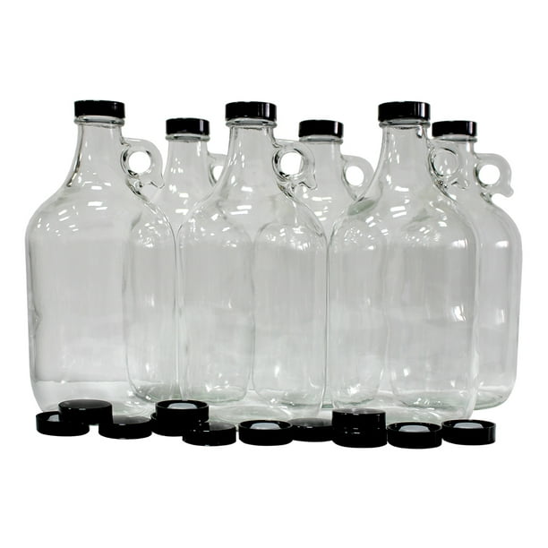 Set Of 6 1 2 Gallon Clear Glass Beer Growlers Comes With 12 Extra Poly Se Walmart Com Walmart Com