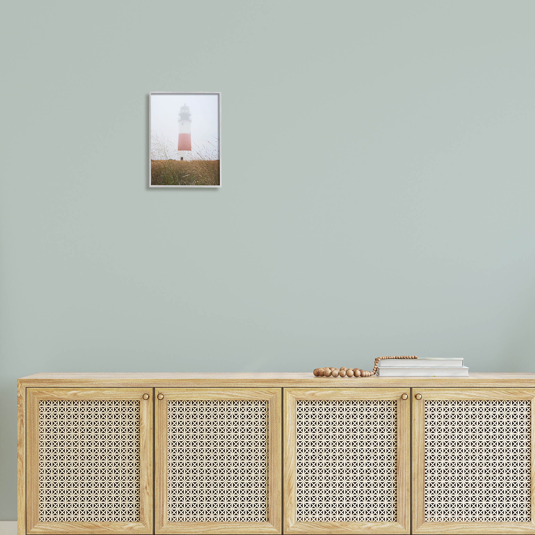 Stupell Industries Distant Lighthouse Foggy Coast Photograph Gray Framed Art Print Wall Art, Design by Laura Marshall