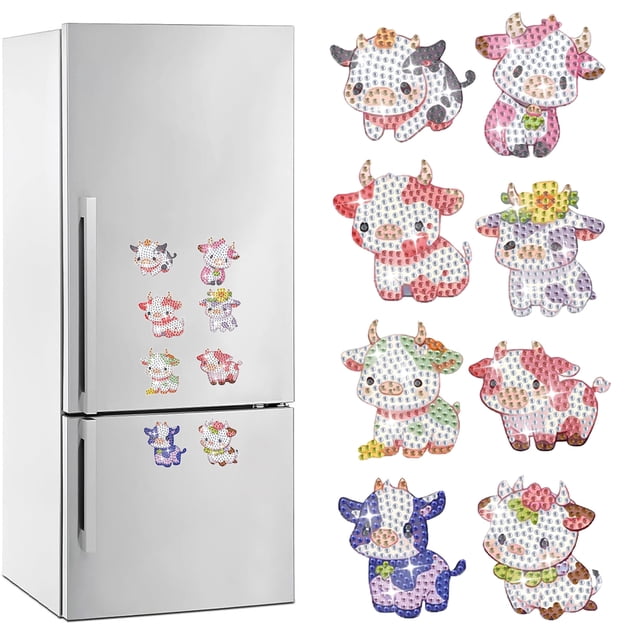 Imanes para Refrigerador FLhrweasw Arte Diamante Calcomanías 8 Piezas Forma Especial Animal