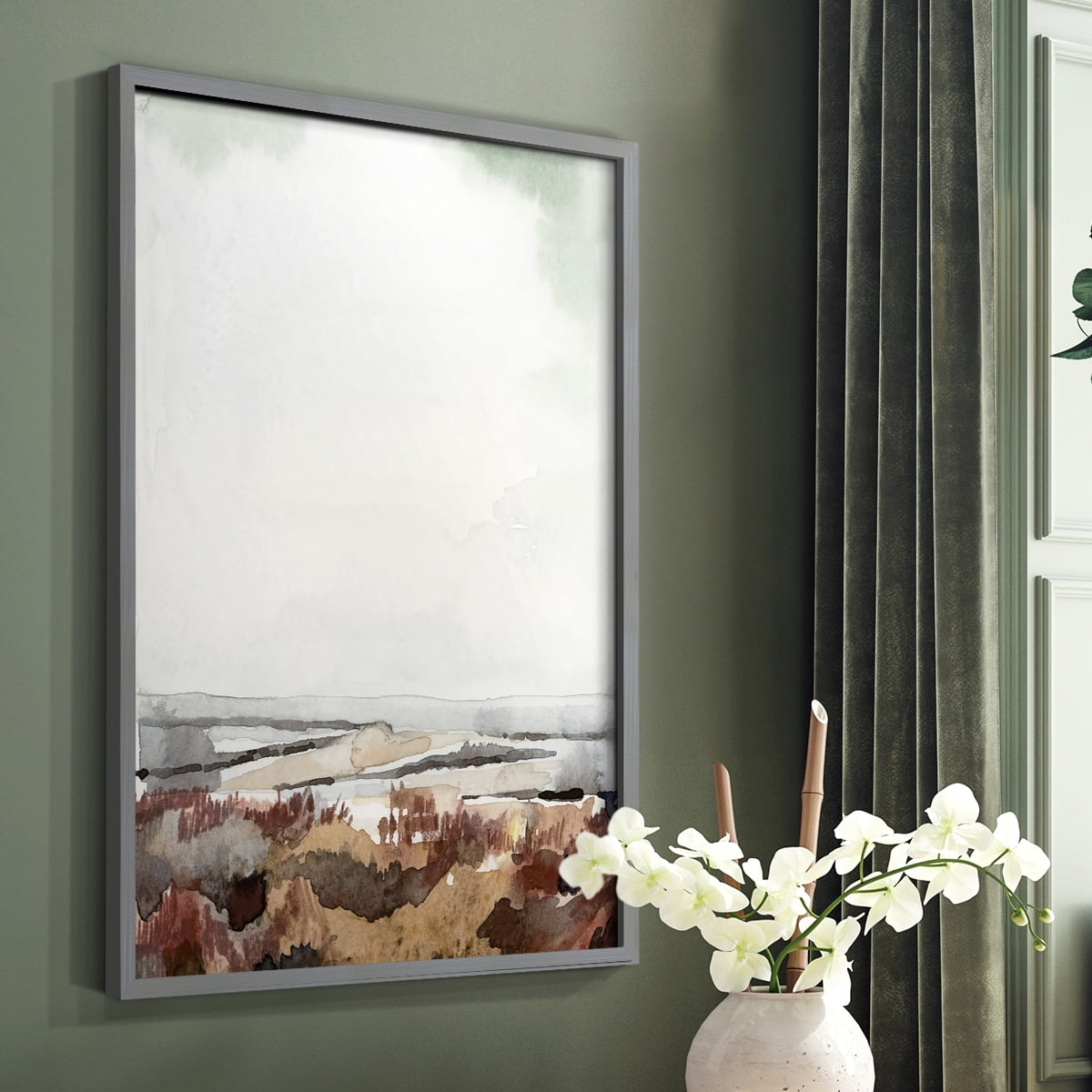 Coastal Inlet Study I Framed Print in Gray Solid Wood Framed Print No Nail Hanging