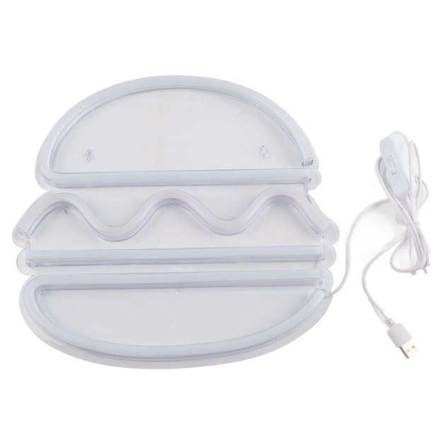 Luz de neón LED USB con forma de hamburguesa, iluminación de letreros para el hogar, dormitorio, bar, pub, tienda, decoración