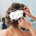 thumbnail image 3 of Eoperou Bridal Headpiece Faux Pearl Fake Flower Rhinestone Decor Exquisite Luxury Anti-slip Lightweight Photo Prop Prom Party Wedding Hair Styling Tool Hair Accessories, 3 of 8