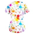 thumbnail image 5 of OIOLOYJM Scrub Tops for Women Casual V-Neck Short-Sleeve Cute Print Scrubs Breathable Work T Shirts Durable Clothing with 2 Pockets White S, 5 of 5