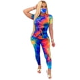 thumbnail image 2 of Gzhioc Women 2 Piece Tracksuit Set, Short Sleeve Tie Dye Tops High Waist Pants Bodycon Yoga Sports Summer Outfits, 2 of 7