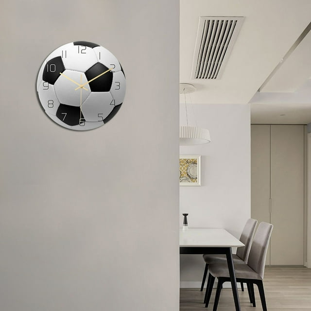 Ruiboury Wall Clock Portable Detachable 30cm Quiet Running Watch Home Decoration Football Shape