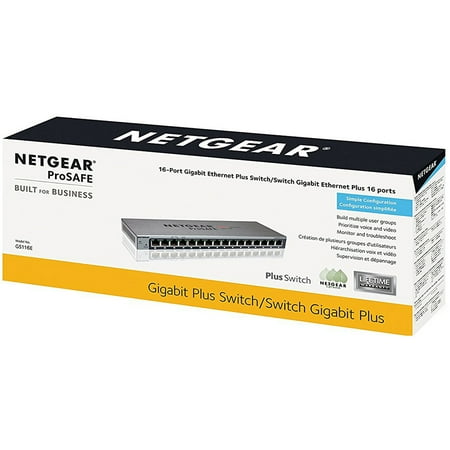 NETGEAR - 16-Port 10/100/1000 Mbps Gigabit Smart Managed Plus Switch - Gray