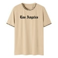 thumbnail image 2 of Men's T-Shirts Los Angeles Printed Letter tees Short Sleeved Loose Graphic Tees Dailywear Sports T-Shirt Beige XL, 2 of 6