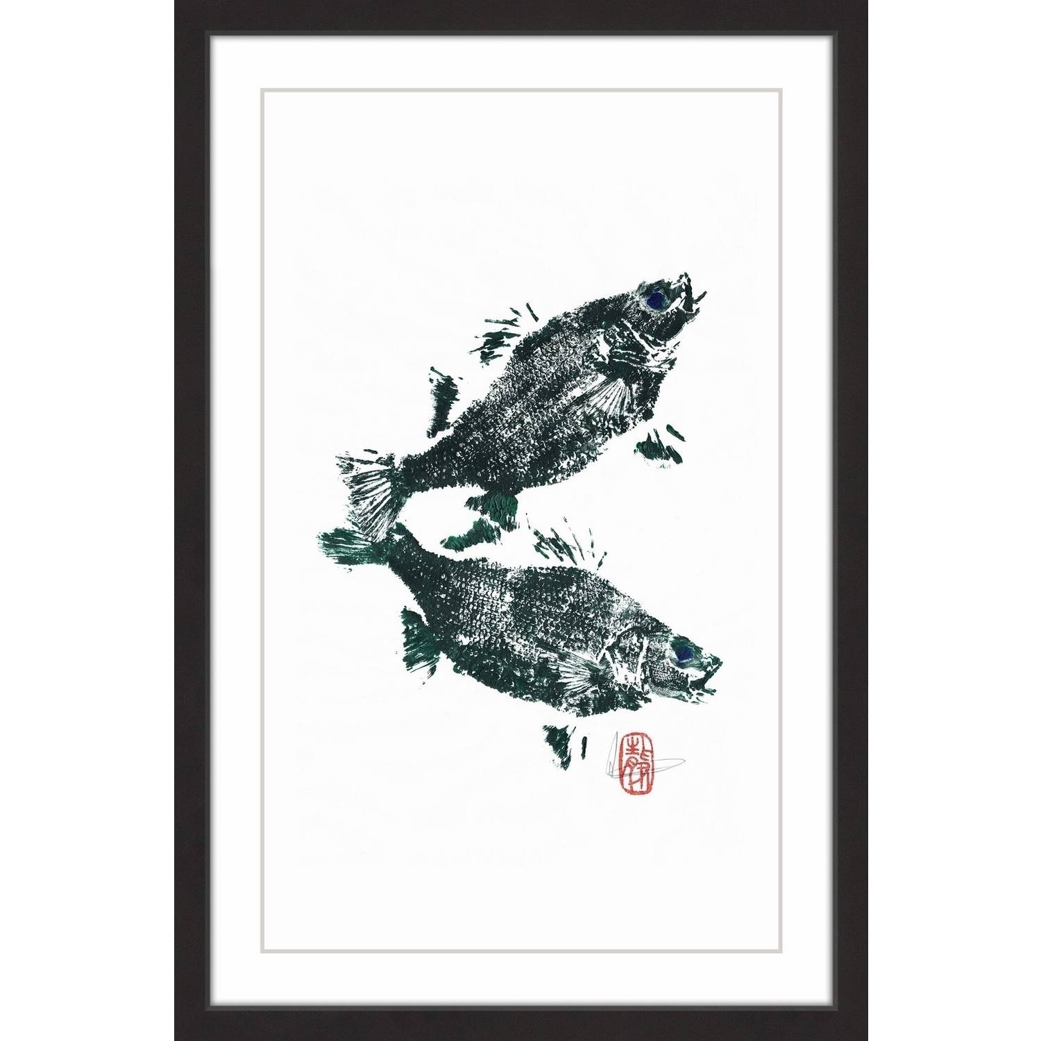 "Fish Reflection" Framed Painting Print