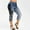 Dark Blue, variant on Women's Plus Size Workout Out Lace Panel Jeans Denim Leggings Floral Printed Summer Fashion Button Cropped Capris Pants Joggers Dark Blue qILAKOG Size XXXXL