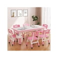 thumbnail image 3 of Para niños mesa y 6 sillas set almacenamiento box: ajustable altura niños pequeños mesa y chair set ages 2 - 10, superficie grafiti, non-slip legs, children's activity mesa daycare, classroom..., 3 of 8