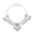 thumbnail image 4 of Cadena de joyería para mujer, estilo occidental, con dijes decorativos étnicos. Tocado Plata, 4 of 9